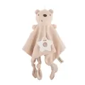 Organic cotton baby security blanket with striped bear design and star teether toy - Bear