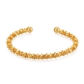 Brazalete abierto dorado con textura irregular y cuentas lisas de estilo minimalista - 18K/Abierto Ajustable / Dorado (KB0252)