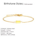 14K gold plated stainless steel bracelet with November yellow birthstone pendant - November Light Yellow (Citrine Color)