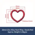 35mm metallic red heart-shaped zinc alloy ring connector for DIY fashion accessories - Dazzling Red