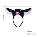 Plush pig animal headband with cute pink nose and big ears for kids party costumes - 3D Pig - Black