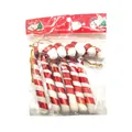 Set of 6 red and white striped Christmas candy cane hanging ornaments with gold strings - Red-9cm (Set of 6)