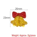 Christmas glitter bow with gold bells resin charm for DIY crafts, 26mm x 23mm size - Yellow Bell