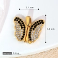 Exquisite gold butterfly pendant with micro-paved black and white cubic zirconia - SMP54287-Gold Black White Contrast Butterfly Pendant
