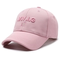Pink knitted baseball cap with V.V.I.G embroidery and breathable mesh texture fabric - Pink