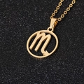 Golden stainless steel Scorpio constellation necklace with hollow circular pendant design - Scorpio / Gold