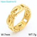 7mm wide men's chain ring in 18K gold-plated stainless steel available in sizes 9 to 13 - US 9 / 7mm 18K Gold Plated Chain Ring (KR111084-KJX) / Gold