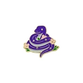 Cartoon purple snake enamel brooch with pink flowers and gold stars for the Year of the Snake - Purple Flower Snake