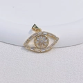 Golden eye-shaped pendant with micro-pave clear cubic zirconia stones for DIY jewelry - Style 5-Gold Simple Zircon Eye