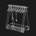 Acrylic mini hanger earring stand and jewelry display rack with clear base organizer - Triangular Rack + 8 Hangers / Clear