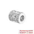 Detailed view of hollow heart cylinder charm in S925 silver with white zircon pavé - Cylindrical Heart Style (VZ393) / 8X10mm / White Gold