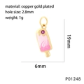 Detailed view of gold plated popsicle pendant with dimensions and product specifications - Ice Cream (P01248)