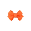 Detailed close-up of vibrant orange grosgrain ribbon bow hair clip with ribbed texture - Neon Orange (31)