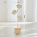 Cream white sunflower desk ornament with wooden base and metal stems 20cm height - Y03-Sunflower / White