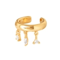 Ear cuff placcato oro 18k con pendenti geometrici in zircone in stile moderno INS - Pezzo Singolo / Oro