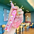 Pink unicorn quicksand bottle keychain with silicone wristband and heart sequins - Red Luminous Bubble Bead Coke Can