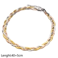 Detailed view of tricolor braided herringbone chain necklace showing 40+5cm length - Triple Layer Woven Necklace / Three Colors