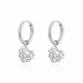 Woven heart hoop earrings in silver finish featuring an abstract knot design for women - Twisted Geometric Pendant / Silver