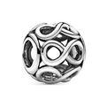 Charme perle argenté avec motif infini évidé pour bracelets personnalisés - Perle Creuse Infinity (013)