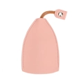 Pink pear-shaped PU leather key case with lanyard and metal snap button on white background - Solid Pink