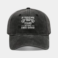 Washed cotton baseball cap in charcoal with white 90th birthday slogan embroidery - 90 Years Old / Black