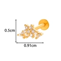 Golden clover labret with clear zircons and 0.5cm by 0.91cm size measurements - Clover Style (2607-3#Gold) / Gold