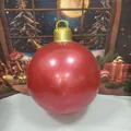 Large red inflatable Christmas ball decoration with gold hanging ring and glossy PVC finish - Pearlescent Red