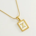 18K gold plated snake chain necklace with mother of pearl pendant featuring letter X - X (With Chain)