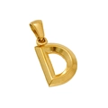 Ciondolo lettera D in acciaio al titanio placcato oro 18k su fondo bianco pulito - Lettera D (D-Pendente)