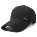 Casquette de baseball en coton noir avec broderie KOMONT dorée et visière courbée - Réglable / Noir