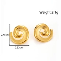 Golden spiral geometric starfish earrings in stainless steel with size and weight specs - Spiral Texture (YE-084-Gold)