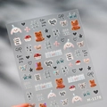 M-1178 Cartoon puppy and bear nail art sticker with matte silver graffiti designs - M1178-Color Silver + Glass Shard Effect