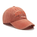 Vintage washed cotton baseball cap in brick orange with New York embroidery - Orange
