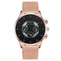 Rose gold men's quartz watch with black dial and Milanese mesh strap by Geneva - Black Dial Rose Gold Band