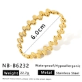 Bracelet ovale style bambou en acier inoxydable doré, diamètre 6,0 cm et poids 22,7 g - Style Poli à Maillons Elliptiques (NB-B6232)