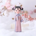 Pink and purple ancient Chinese style girl doll figurine ornament for home decor - Style 060-1 Handkerchief Large