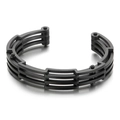 Bracciale da uomo stile rock in acciaio al titanio nero con design a C multistrato aperto - Nero (KB137366-KFC)