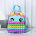 Zaino unicorno per bambini con giocattoli sensoriali pop-it arcobaleno in silicone blu - Blu