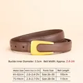 Damen Ledergürtel in Braun mit goldener U-Schnalle und detaillierter Größentabelle - 100cm / Goldene Schnalle Khaki