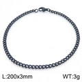 Bracciale a catena cubana piatta da 3mm in acciaio inossidabile nero con moschettone - 3mm / Nero