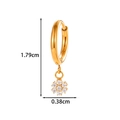 Golden titanium clicker earring with flower zircon charm, dimensions 1.79cm by 0.38cm - Flower Pendant (T2595-3#Gold) / Gold