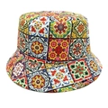 Detail of bohemian bucket hat with colorful tile patterns and reversible sun protection - M (56-58cm) / Bohemian Ethnic Style Tile Pattern (4#)