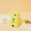 Lemon yellow drawer jewelry gift boxes in four sizes with black ribbon pulls and high-end feel - 5*5*3.5CM / Yellow