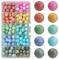 DIY jewelry kit with colorful gradient glass beads in a 10-compartment storage box - White Stone Beads approx 200pcs