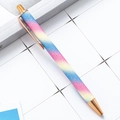 Rainbow gradient glitter ballpoint pen with rose gold metal clip and click mechanism - Rainbow (Rose Gold Parts)