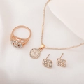 Roségoldenes geometrisches Schmuckset mit quadratischer Halskette Ohrringen und Ring - Halskette+Ring+Ohrstecker / Roségold