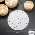 28cm round non-stick perforated steamer paper liners for bamboo baskets - 11 Inches (28cm)
