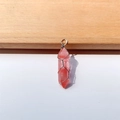 Roze kristallen hanger met zilverdraad omwikkeld en metalen oogje voor sieraden - Watermeloen Rood