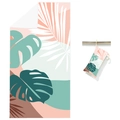Quick-dry microfiber beach towel with tropical monstera leaf print and matching drawstring bag - Simple Leaf (Single-sided Print with Cloth Bag)