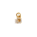 Minimalist 18K gold-plated round zircon pendant with classic four-prong setting - Clear